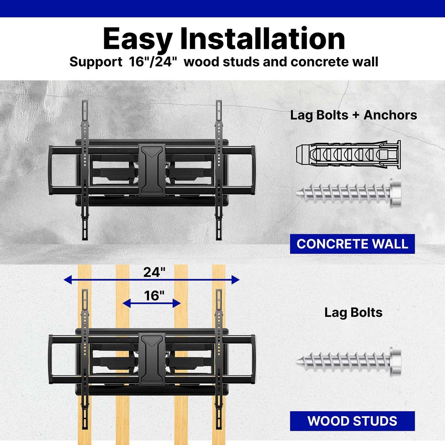 Member's Mark Full Motion Extended TV Wall Mount with Articulating Dual Swivel Arms for 32"-100" TVs