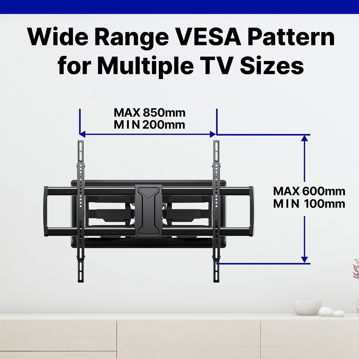 Member's Mark Full Motion Extended TV Wall Mount with Articulating Dual Swivel Arms for 32"-100" TVs