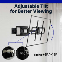 Adjustable-tilt full-motion TV wall mount with tilting arms, black