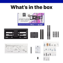 TV wall mount base and brackets with included screws and accessory parts