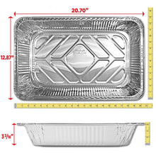 Full-size aluminum steam table pan, rectangular foil tray with raised inner grid