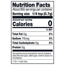 Nutrition facts: 0 calories per serving, 70 mg sodium per serving.