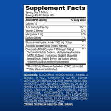 Supplement Facts panel for glucosamine HCl and chondroitin/MSM complex tablets