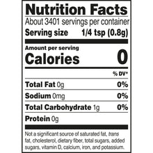 Nutrition facts panel with serving size 1/4 tsp (0.8 g) and calories 0