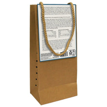 Seedless grape plant kit, back of cardboard box with label and twine handle