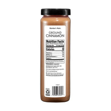 Ground cinnamon jar back label with nutrition facts and ingredients
