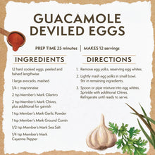 Recipe card: Guacamole deviled eggs with ingredients and directions