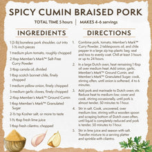 Recipe card: Spicy cumin braised pork with ingredients and directions