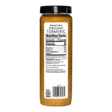 Ground turmeric jar back label with Nutrition Facts panel and barcode