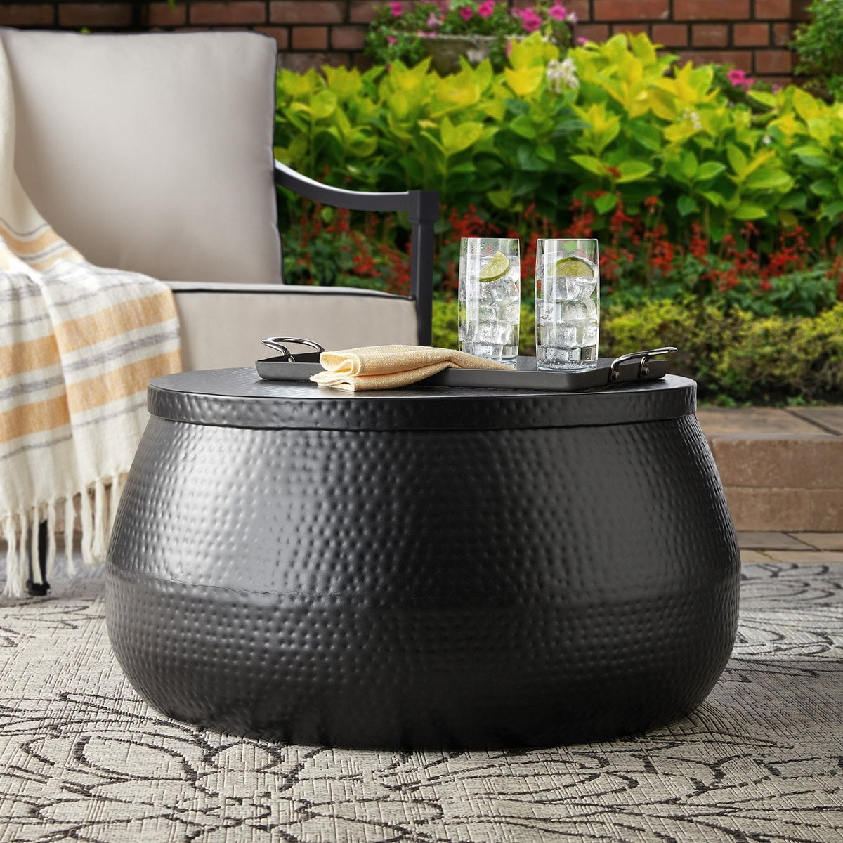 Member's Mark Hammered Metal Black Coffee Table with Hidden Storage