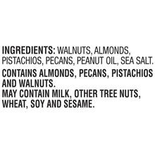Heart Healthy nut mix ingredient statement listing nuts and peanut oil