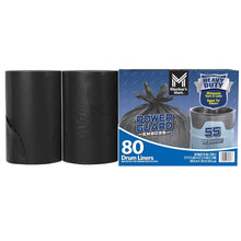 Black drum liner trash bags, rolled liners with 55-gallon box