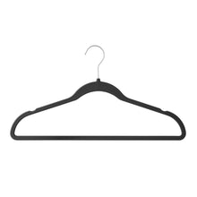 Rubberized heavy-duty hanger with metal hook and wide curved frame, black
