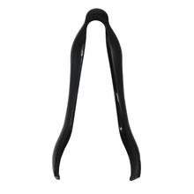 Black plastic serving tong with curved double-prong end