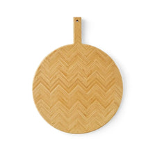Bamboo charcuterie board, round serving board with cutout handle and hanging hole