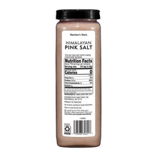 Member's Mark Himalayan pink salt jar back label with nutrition facts panel.