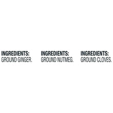 Ingredients panel listing ground ginger, ground nutmeg, and ground cloves