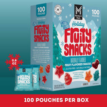 Member's Mark Holiday Fruity Snacks 100-count box with an individual pouch