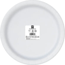 10 in plain white round paper plate, disposable food-service dish