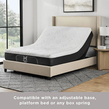 Memory foam mattress with curved quilted top on platform bed