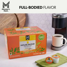 House Blend coffee pod box and cups with “Full-bodied flavor” text