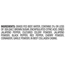 Beef sticks ingredients text label on white background