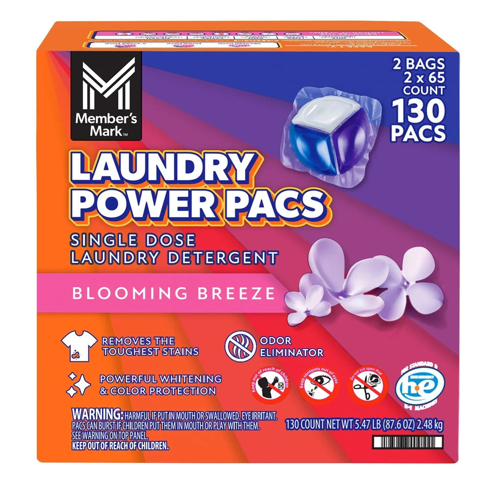 Member's Mark Laundry Detergent Power Pacs, Blooming Breeze, 130 ct. - USA MEGA SHOP