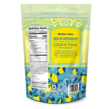 Cookie thins pouch back with nutrition facts and lemon blueberry label