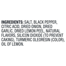 Ingredient list for lemon pepper seasoning