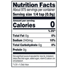Nutrition facts panel for lemon pepper seasoning
