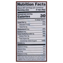 Light brown sugar nutrition facts panel with 30 calories per serving