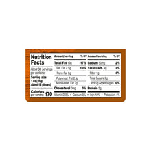 Nutrition facts panel on lightly salted whole cashews container