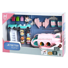 Toy jetsetter lights and sounds playset box with pink plane and character figures