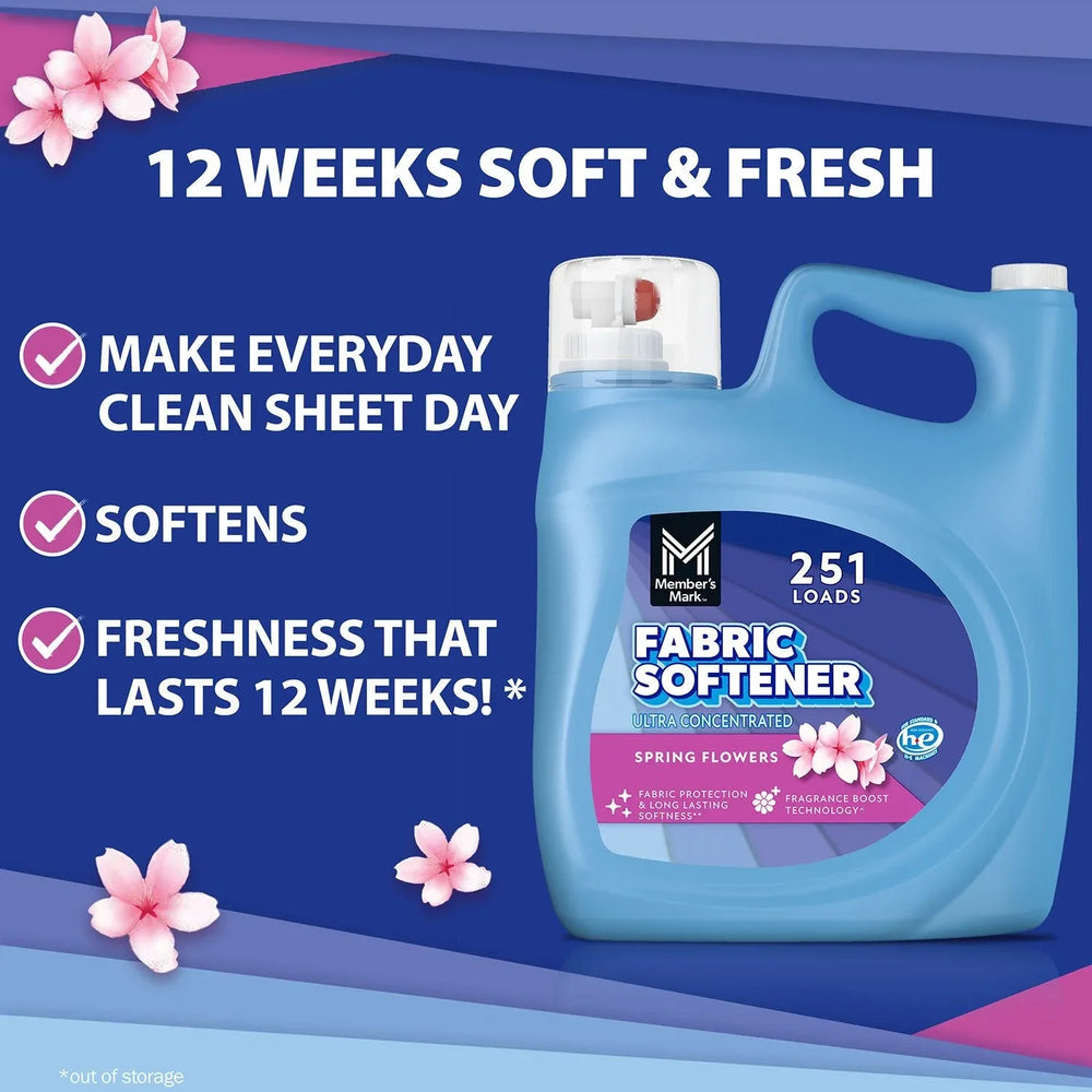 Member's Mark Liquid Fabric Softener, Spring Flowers, 251 loads, 170 fl. oz. - USA MEGA SHOP