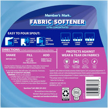 Fabric softener bottle back panel with directions and icons