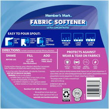 Blue fabric softener jug back label with easy to pour spout and protect-against text