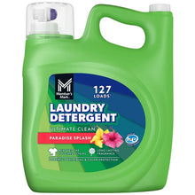 Liquid laundry detergent jug, green, 127 loads, Paradise Splash scent label