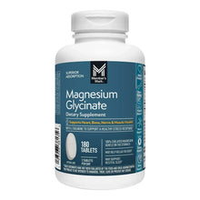 Magnesium glycinate with L-theanine dietary supplement bottle, 180 tablets label