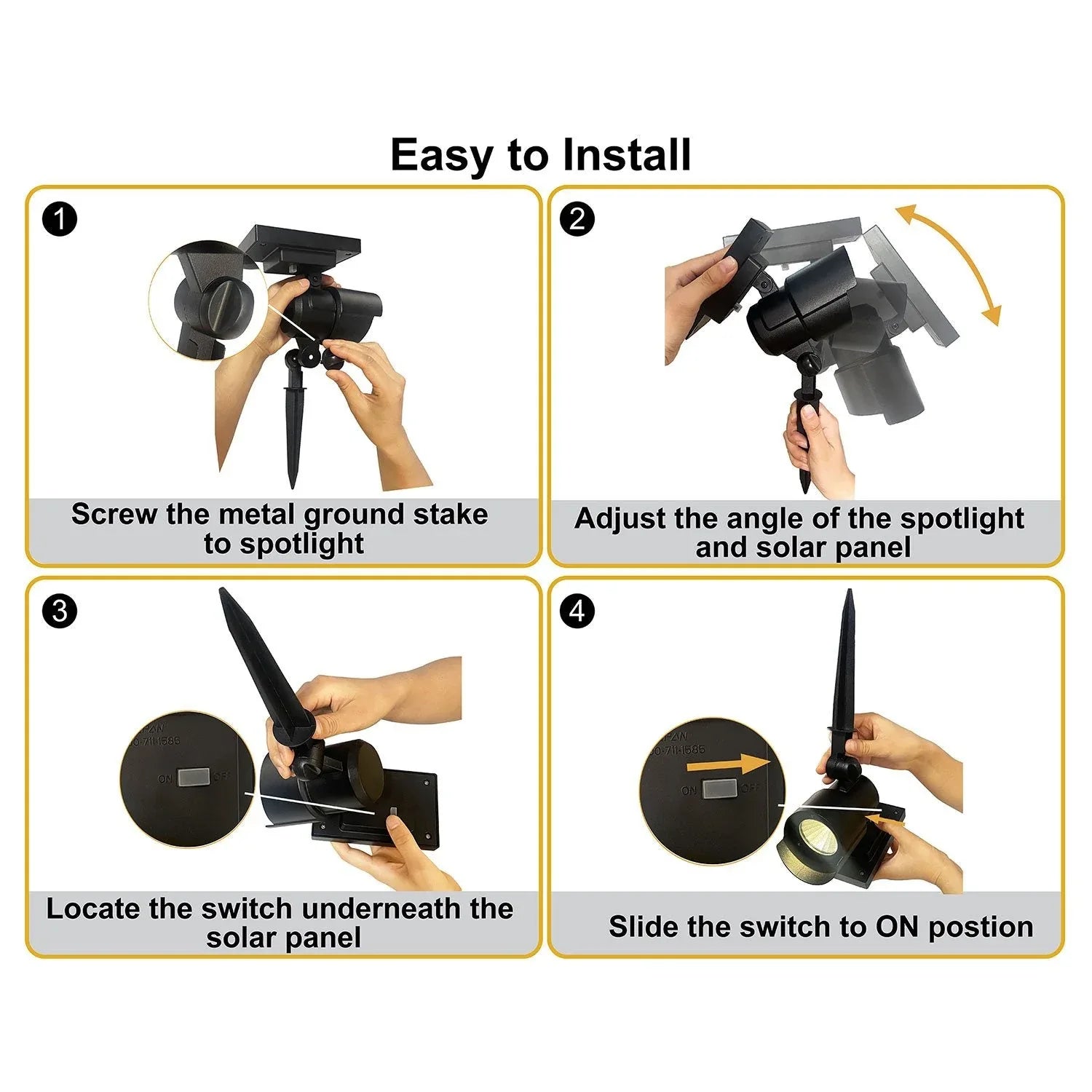 Member's Mark Matte Black LED Solar Spot Lights, 2-pack - USA MEGA SHOP