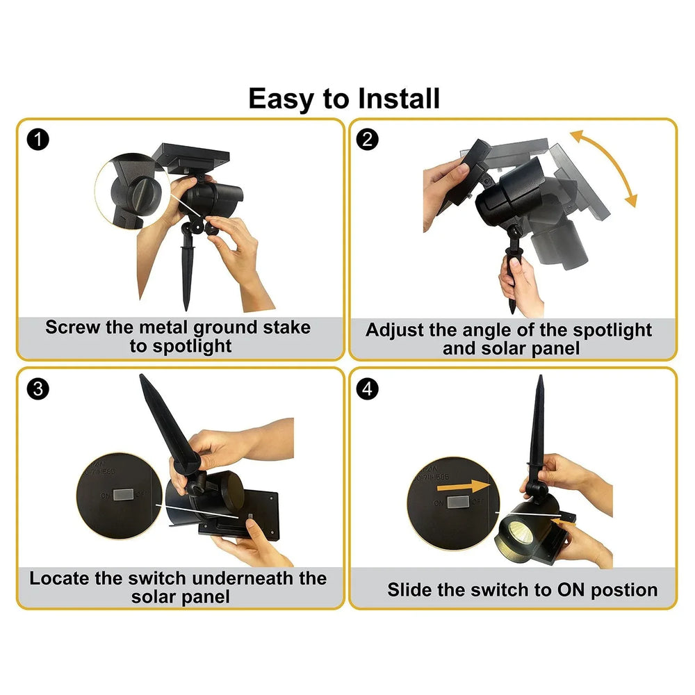Member's Mark Matte Black LED Solar Spot Lights, 2-pack - USA MEGA SHOP