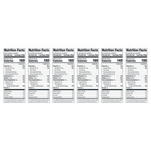 Nutrition facts label panels for assorted chips