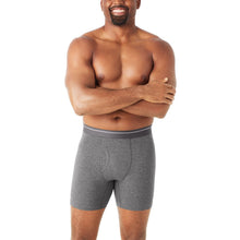 Men's heather grey cotton stretch boxer briefs with elastic waistband