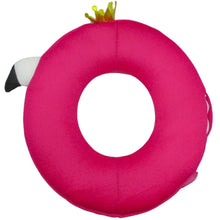 Pink circular mesh animal ring float with small plush eye and black-and-white side details