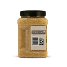 Member's Mark minced garlic jar, back label and barcode, black lid, 48 oz