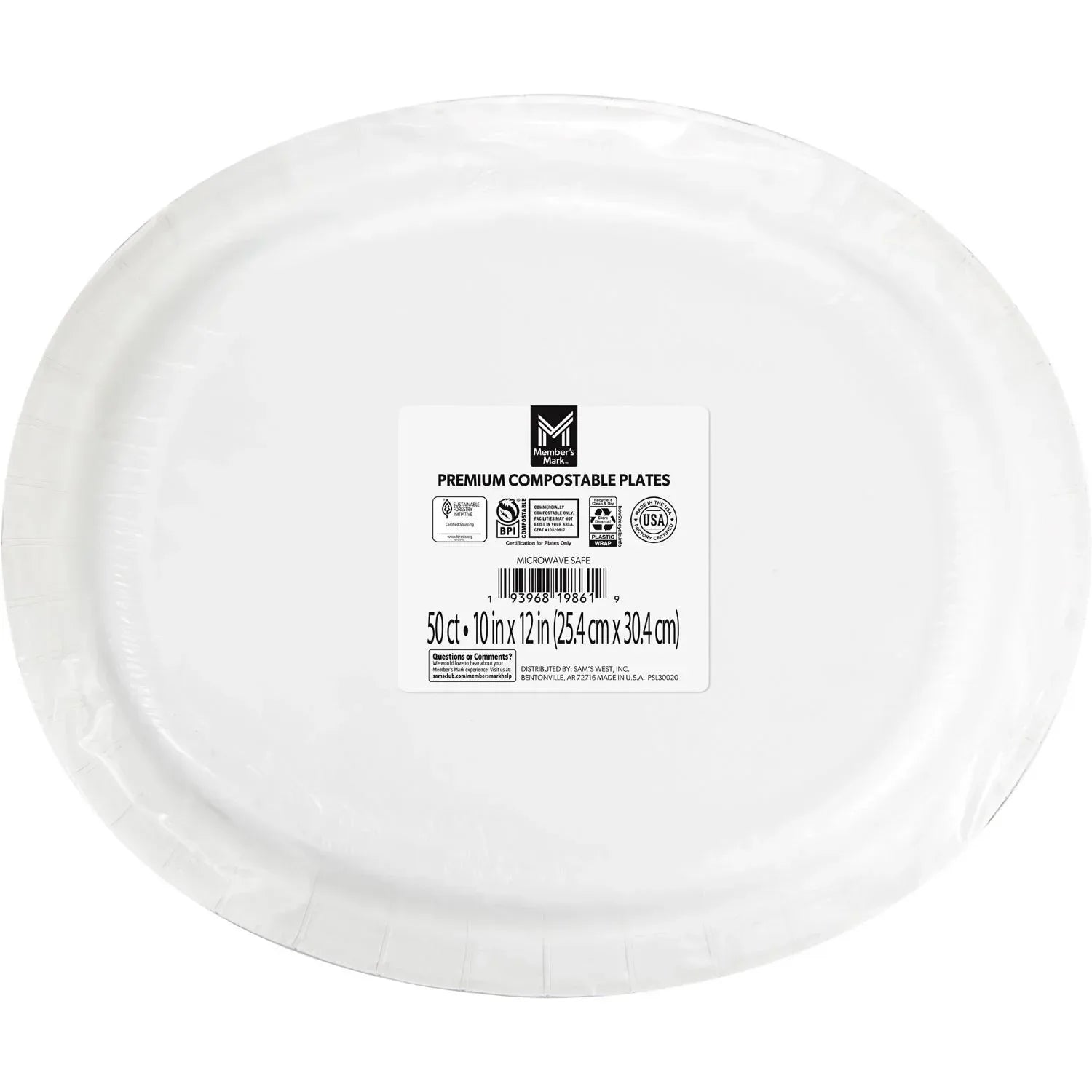 Member's Mark Mosaic Medallions Oval Paper Plates, 10" x 12", 50 ct.