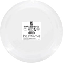 White paper plate with a centered rectangular product label sticker