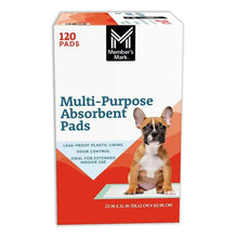 Multipurpose absorbent pads package, teal border graphic on front