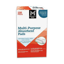 Multipurpose absorbent pads package front with pad layers diagram