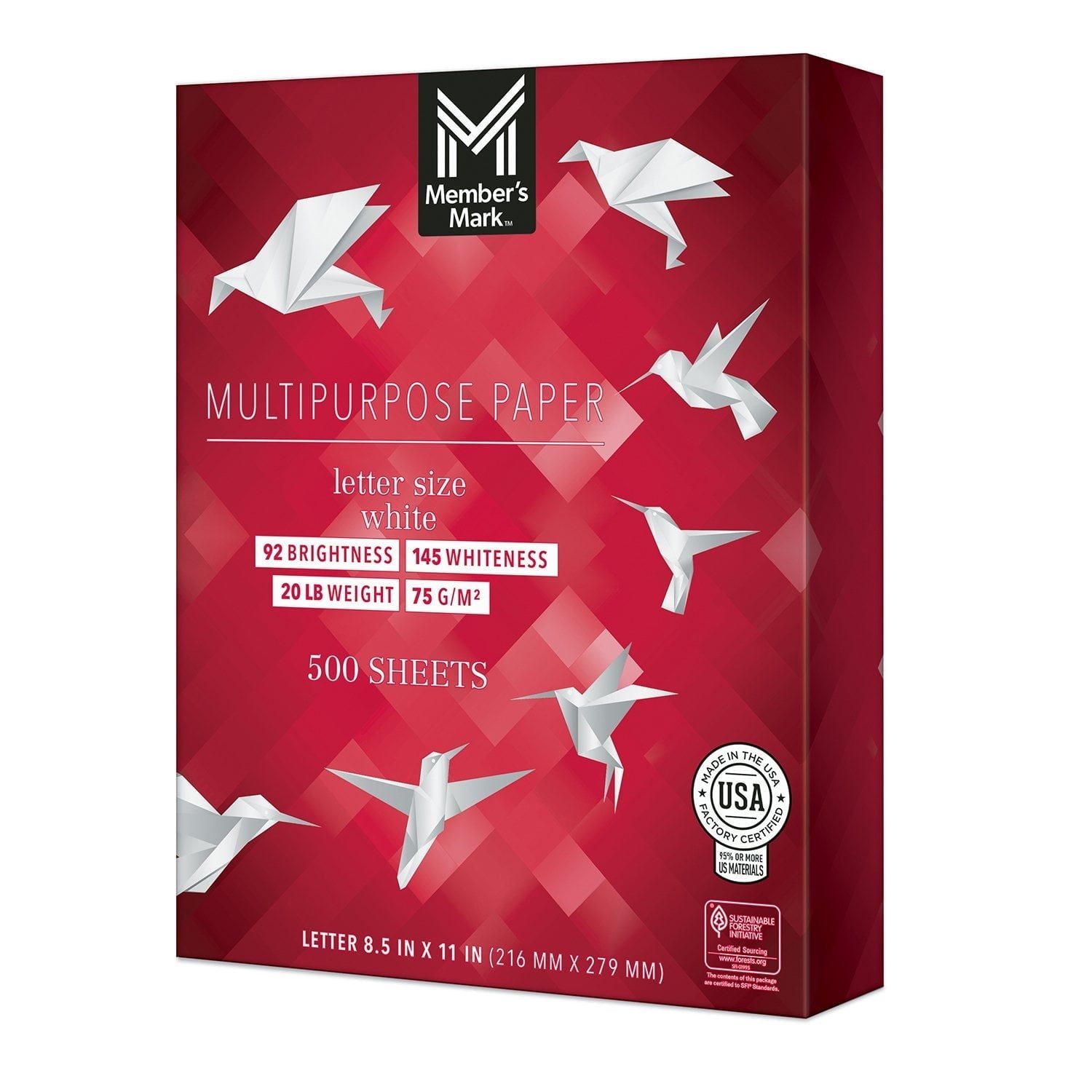 Member's Mark Multipurpose Copy Paper, 8.5 x 11”, 92 Bright, 20 lbs., 10 Reams (5,000 sheets)