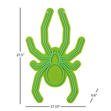 Green neon spider wall decor, 17.13 in wide, 27.5 in tall, 0.6 in thick